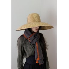 Oats & Rice Flame Orange Brim Herringbone Cashmere Scarf