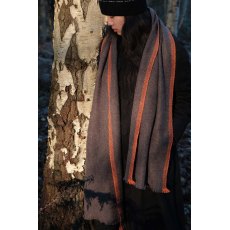 Oats & Rice Flame Orange Brim Herringbone Cashmere Scarf