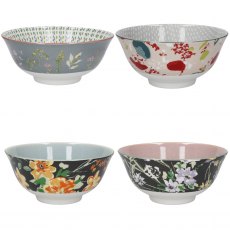 KitchenCraft Bowls Set of 4 - Floral Design