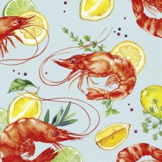 IHR Napkins Delicious Shrimps Blue