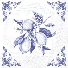 IHR Napkins Lemon On Tile White Blue