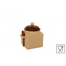 Stoneware Jar With Acacia Wooden Top & Spoon