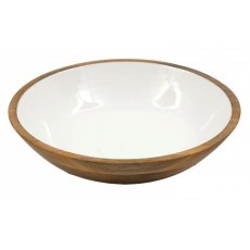 Wooden White Gloss Enamel Bowl 30cm