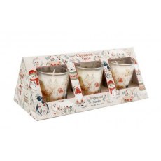 Folk Christmas Set of 3 Votives - Spiced Cinnamon