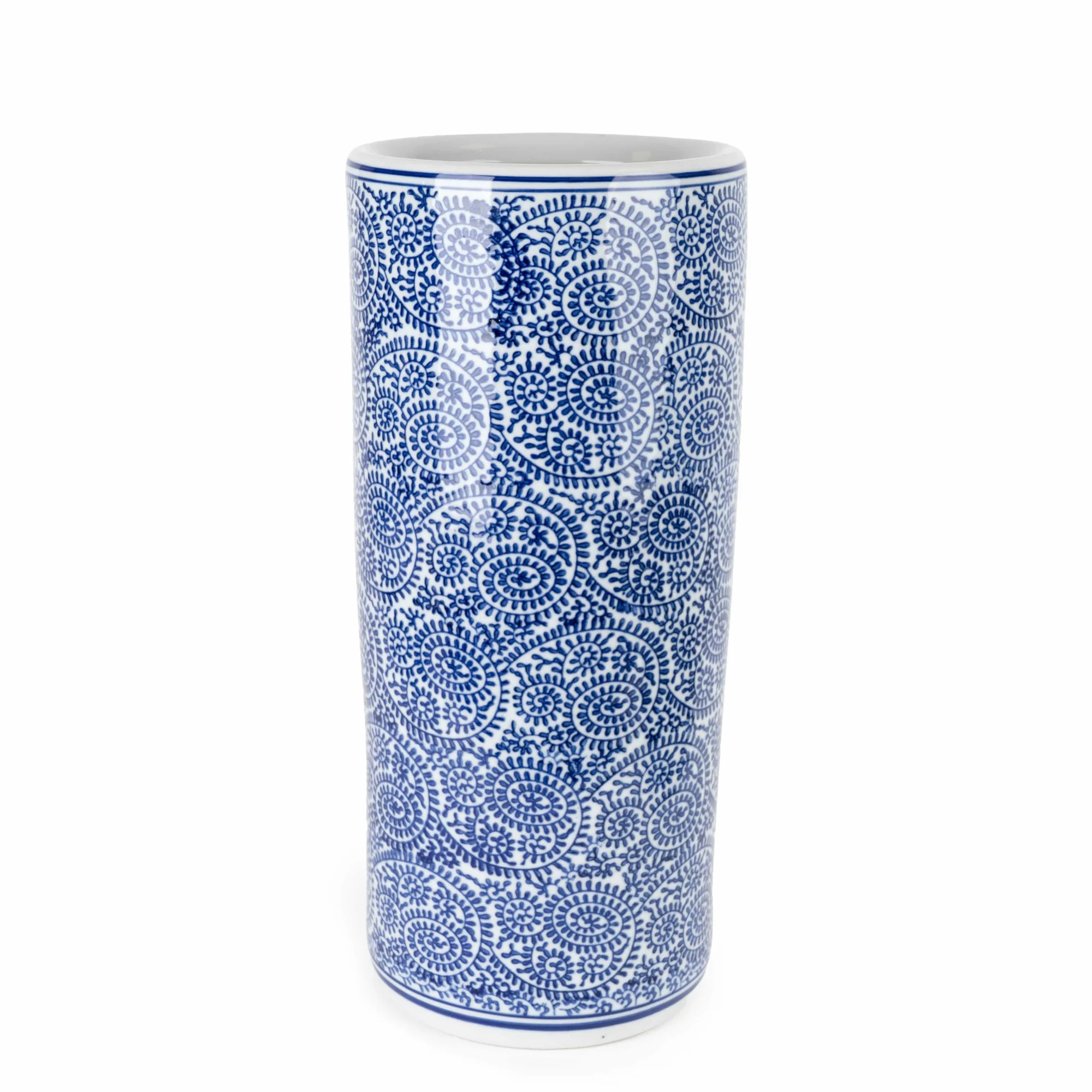 Cylinder Vase 45cm - Blue/White Pattern