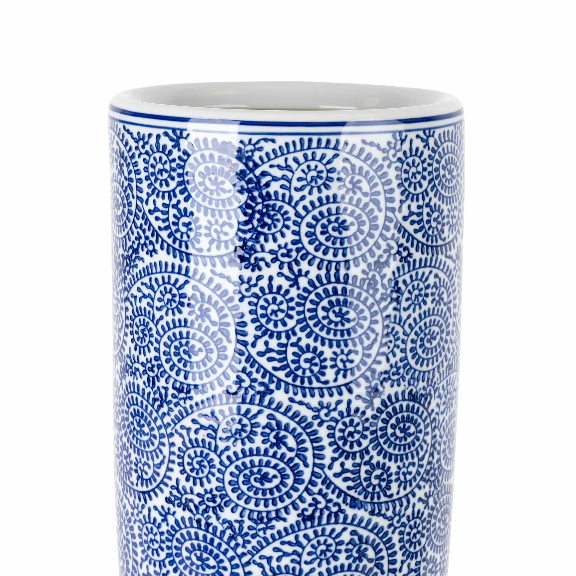 Cylinder Vase 45cm - Blue/White Pattern