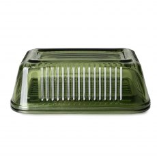 Ridged Glass Butter Dish Green