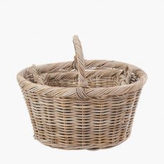 Pacific Tobs Set of 3 Grey Kubu Rattan Oval Shopping Basket with 2 Rectangular Storage Baskets