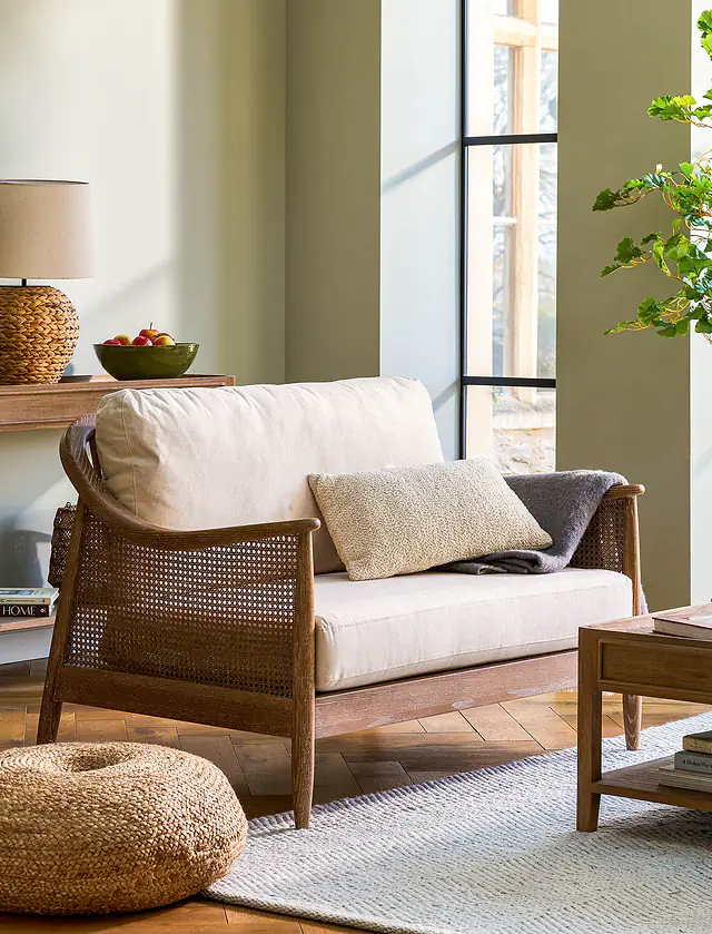 Rattan 2 Seater Sofa Oatmeal