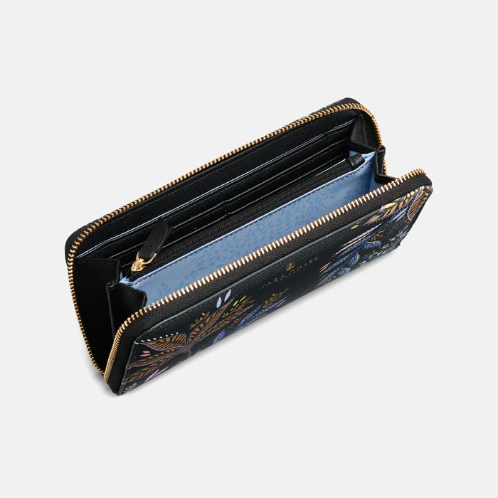 Sara Miller Large Zip Purse - Black Botanic