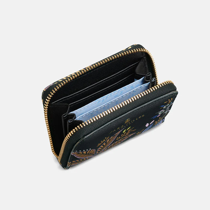 Sara Miller Small Zip Purse - Black Botanic