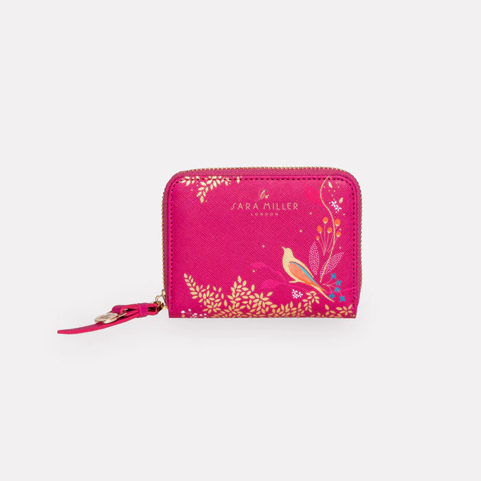 Sara Miller Small Zip Purse - Pink Birds