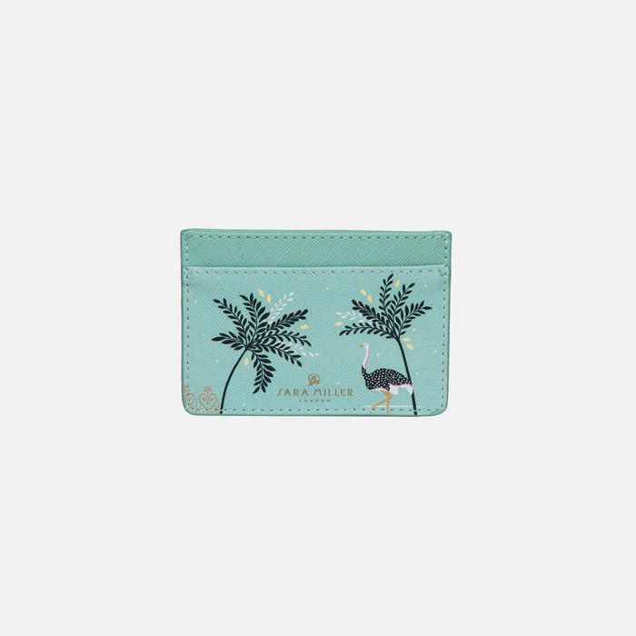 Sara Miller Credit Card Holder - Mint Ostrich & Palms