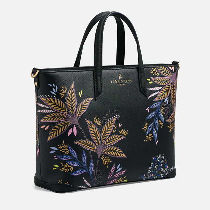 Sara Miller Medium Tote - Black Botanic