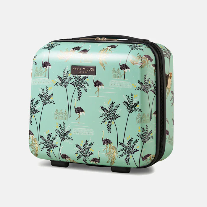 Sara Miller Vanity Case - Mint Ostrich & Palms