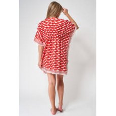 Batela Fish Print Poncho with Red Background