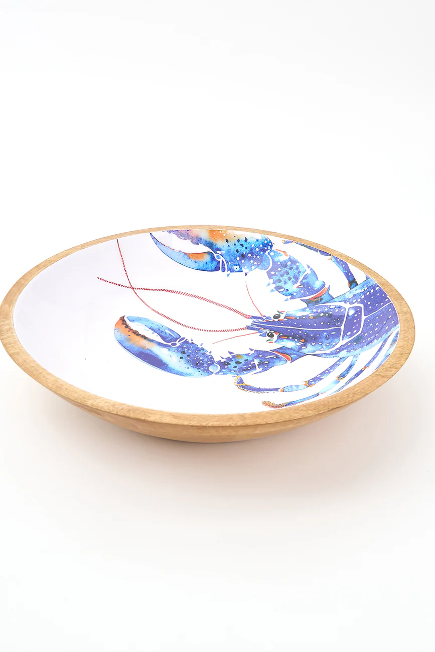 Batela Large Enamelled Wooden Bowl - Lobster