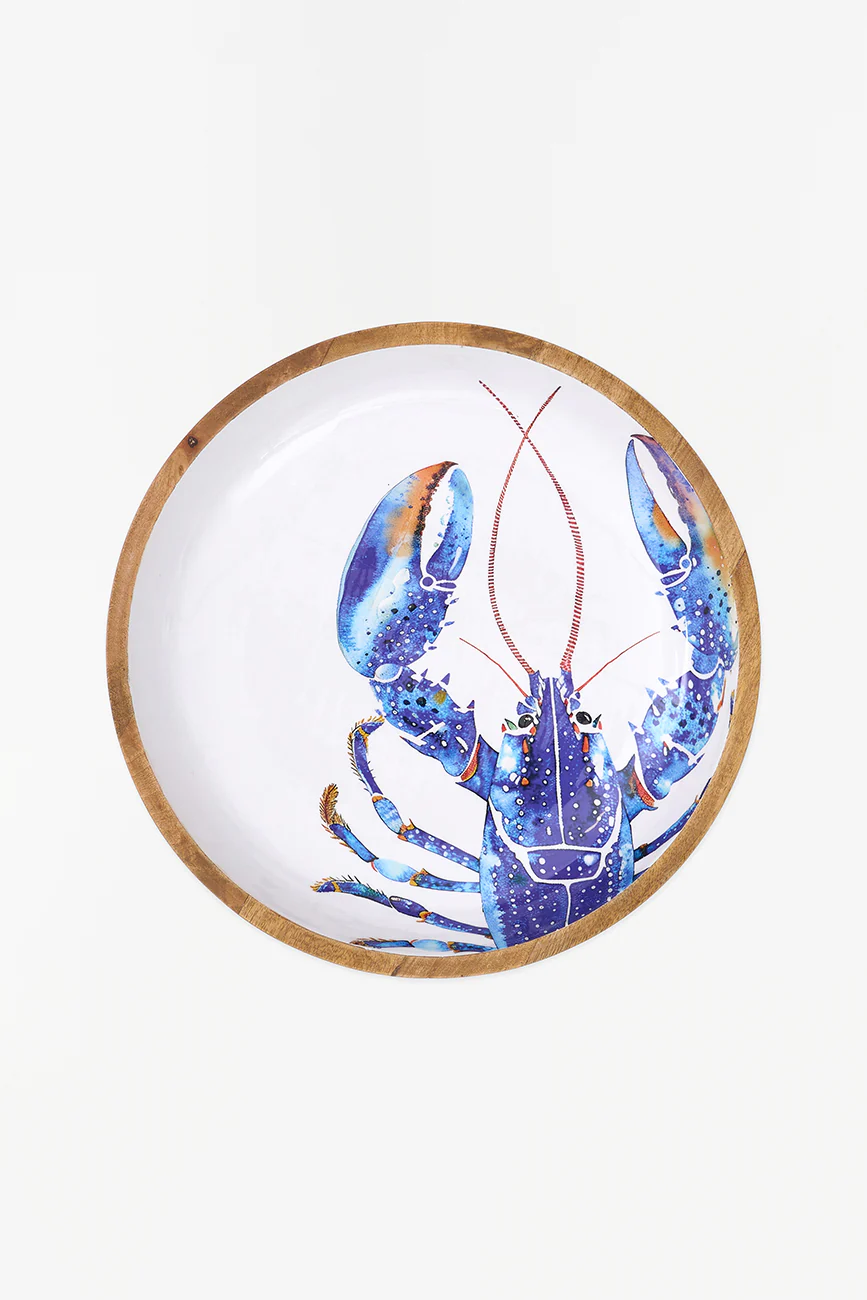 Batela Large Enamelled Wooden Bowl - Lobster