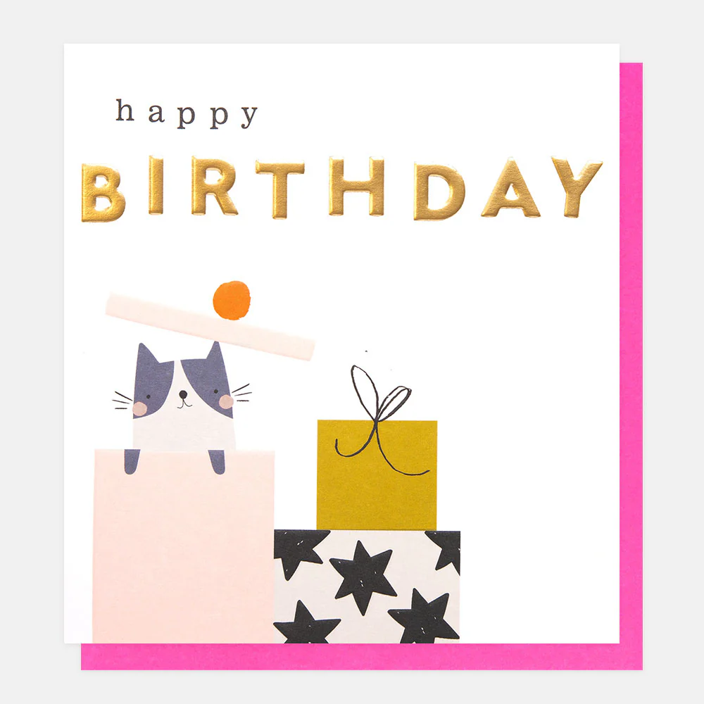 Caroline Gardner Cat In Presents Birthday Card
