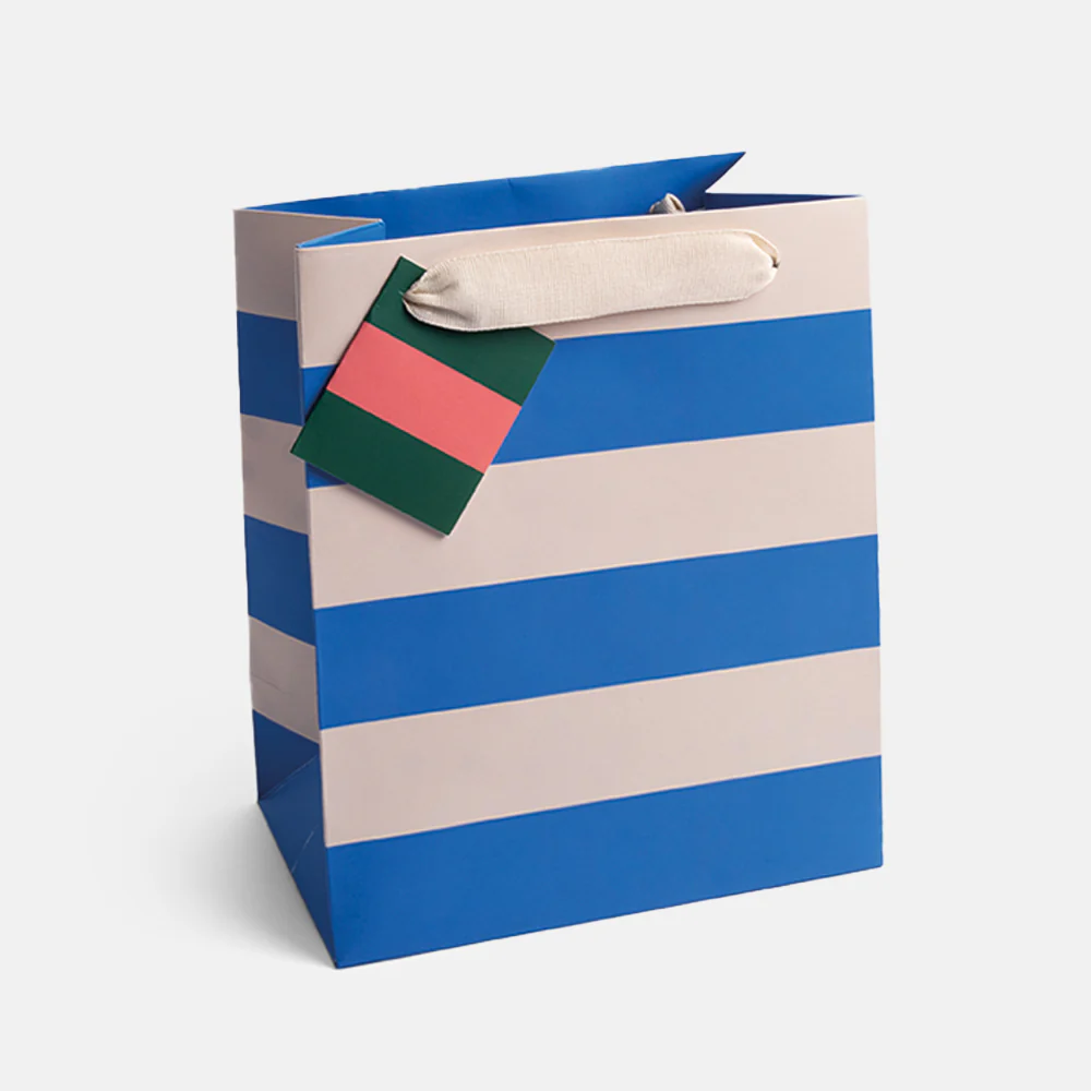 Caroline Gardner Blue & White Stripe Medium Gift Bag
