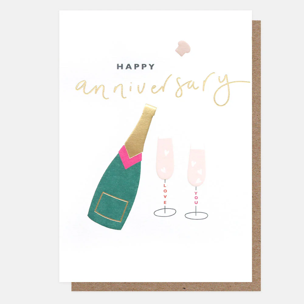 Caroline Gardner Bottle & Glasses Anniversary Card