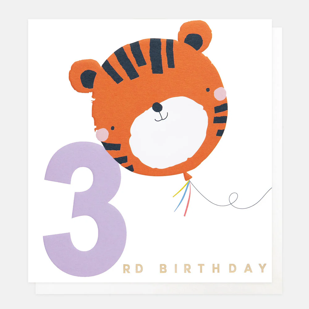 Caroline Gardner Tiger Balloon 3rd Birthday Card Caroline Gardner Tiger Balloon 3rd Birthday Card