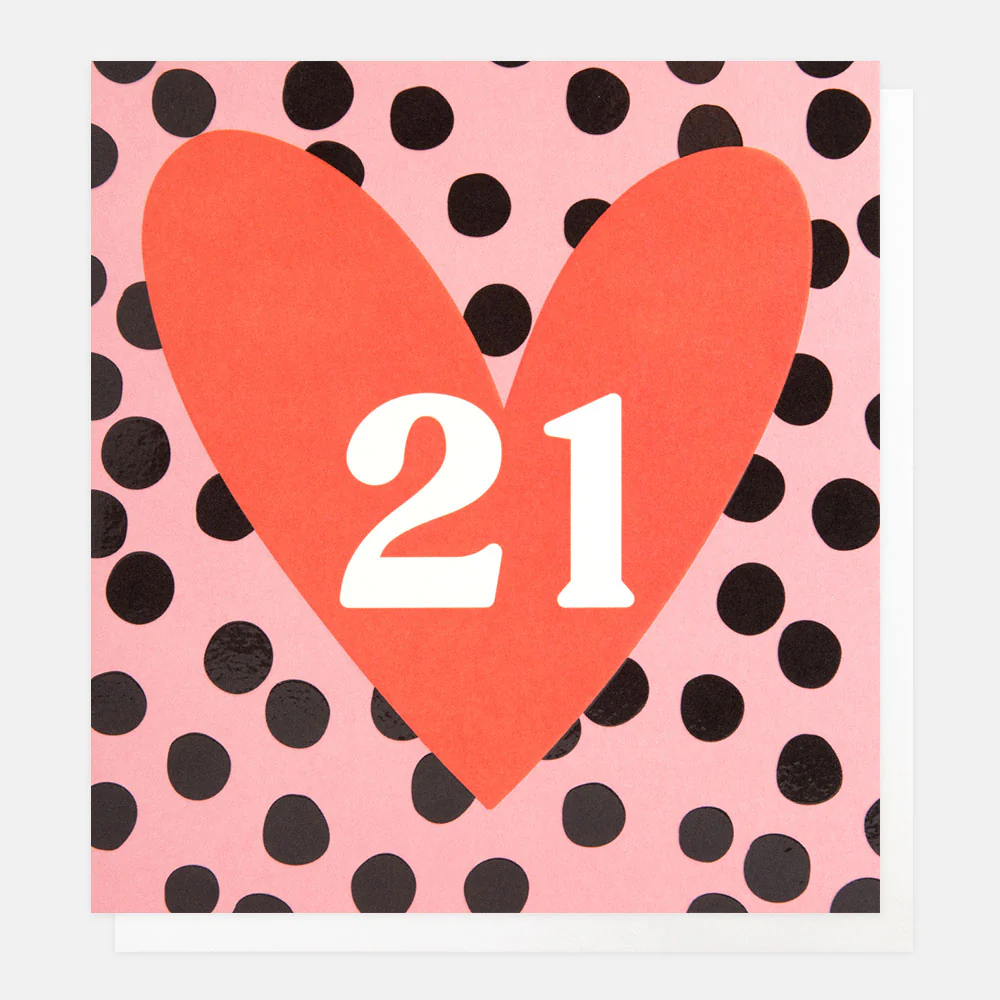 Caroline Gardner Heart On Pink Spots 21st Birthday Card