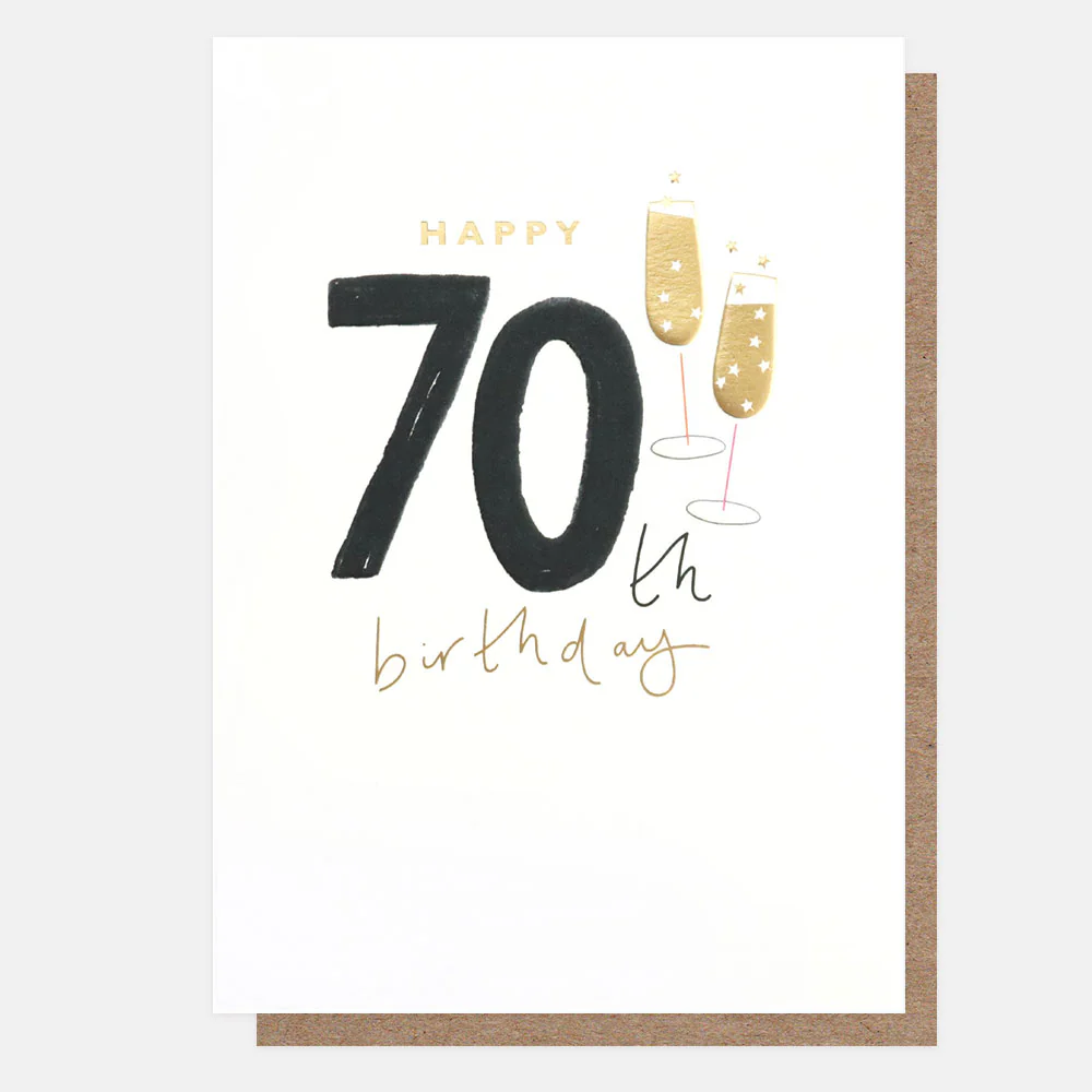 Caroline Gardner Champagne Flutes 70th Birthday Card