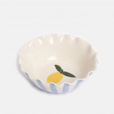 Caroline Gardner Blue Stripe Lemon Scalloped Cereal Bowl