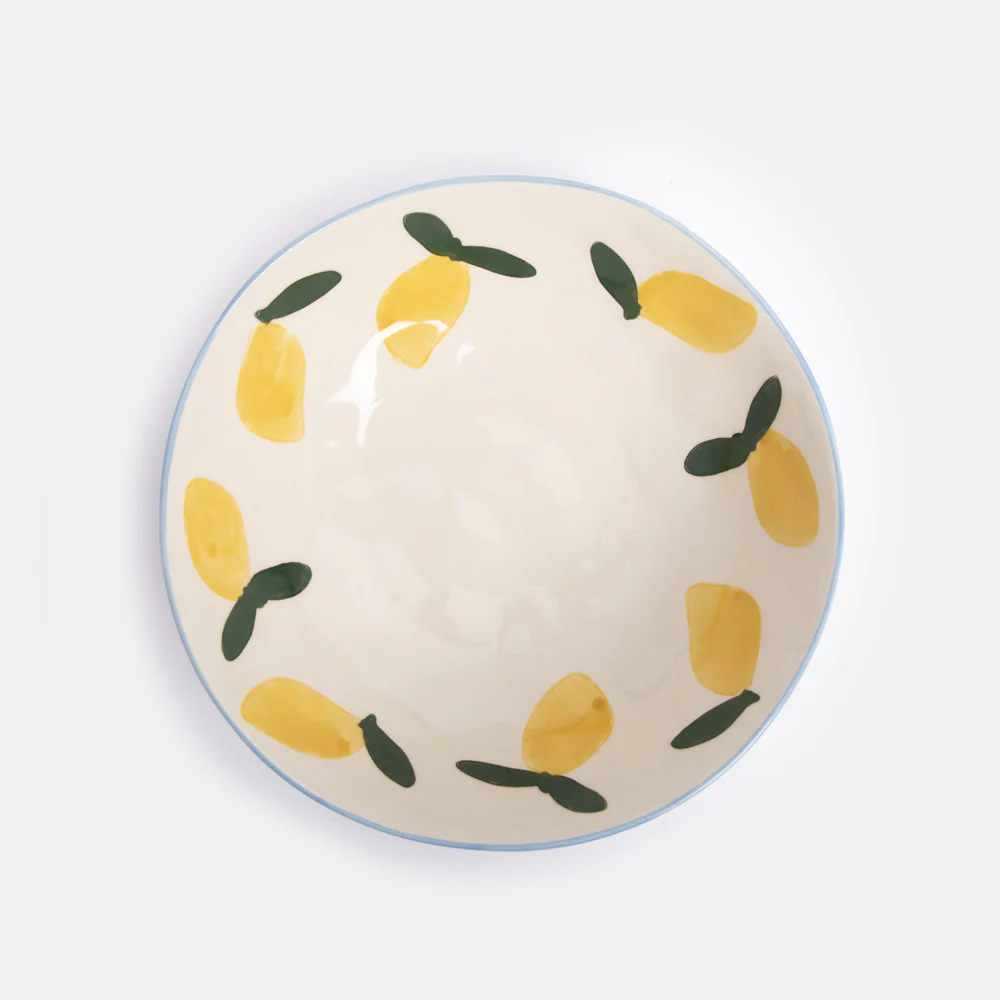 Caroline Gardner Blue Lemons Stoneware Bowl