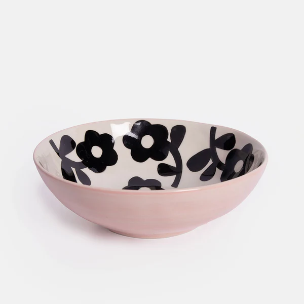 Caroline Gardner Mono Floral Stoneware Bowl