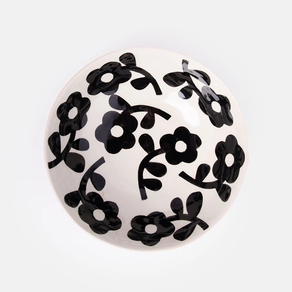 Caroline Gardner Mono Floral Stoneware Bowl