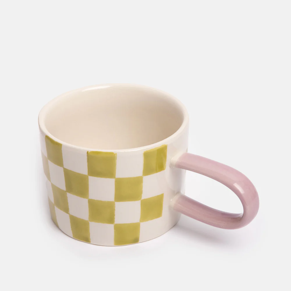Caroline Gardner Green Check Ceramic Mug