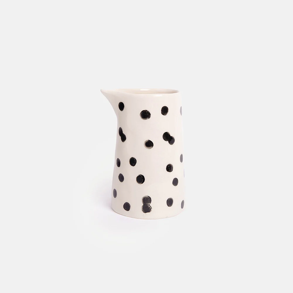 Caroline Gardner Mono Dotty Hand Painted Stoneware Milk Jug