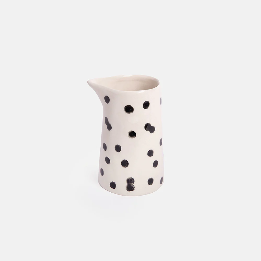 Caroline Gardner Mono Dotty Hand Painted Stoneware Milk Jug