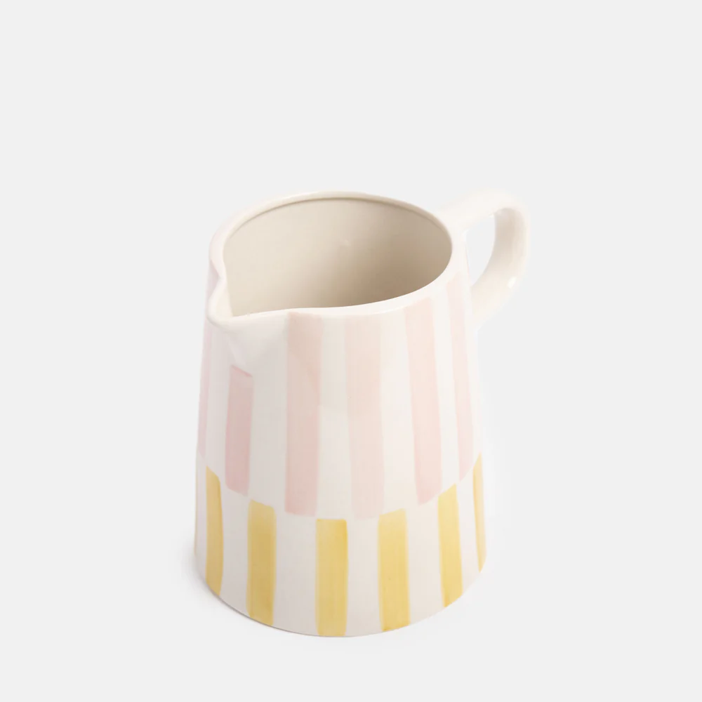 Caroline Gardner Pink/Yellow Stripe Hand Painted Stoneware Jug