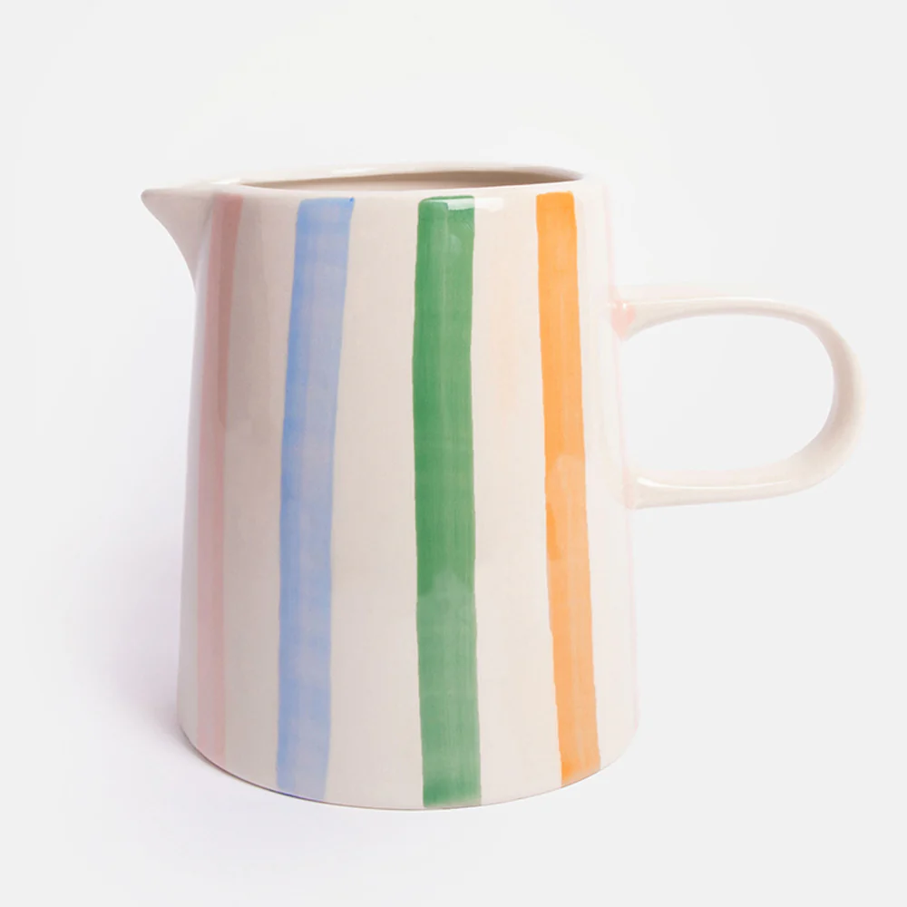 Caroline Gardner Multi Stripe Hand Painted Stoneware Jug