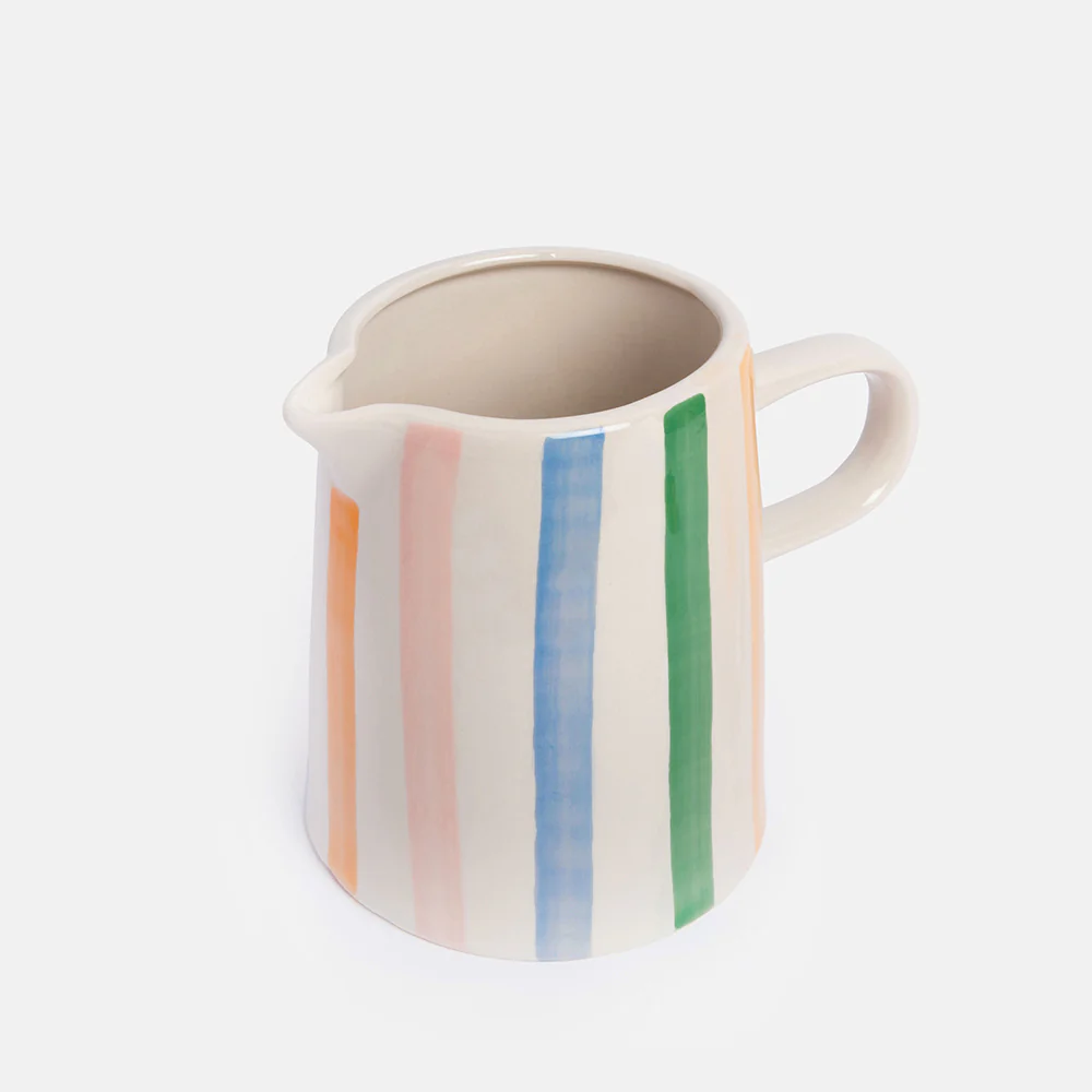 Caroline Gardner Multi Stripe Hand Painted Stoneware Jug