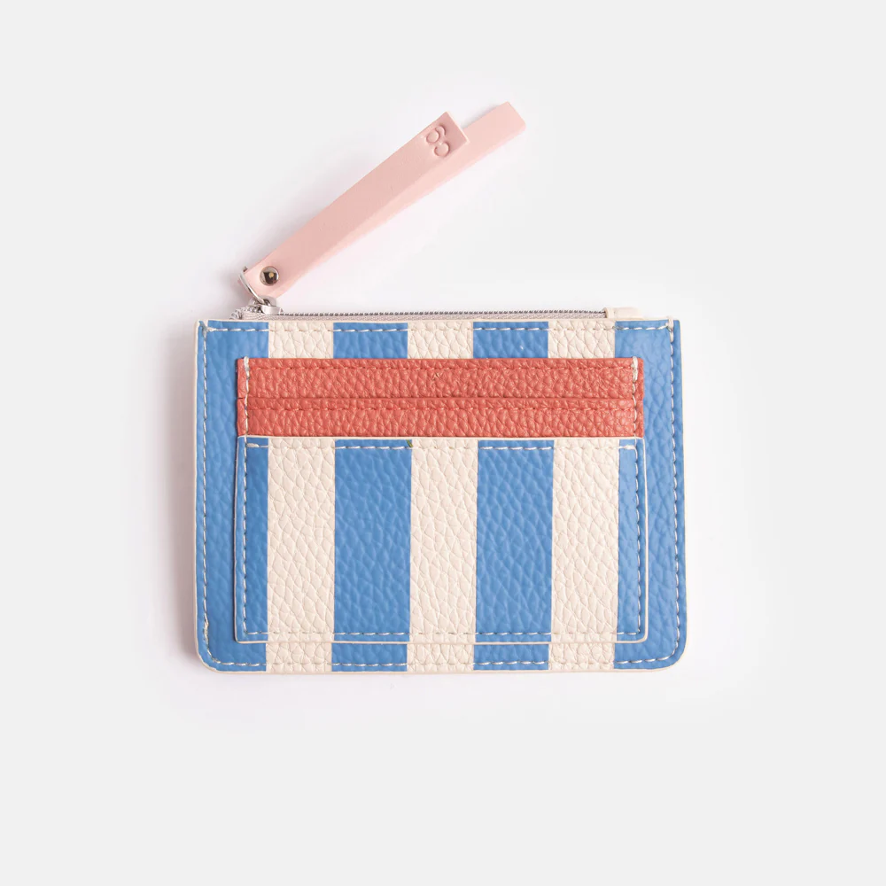 Caroline Gardner Blue Stripe Short Patch Purse