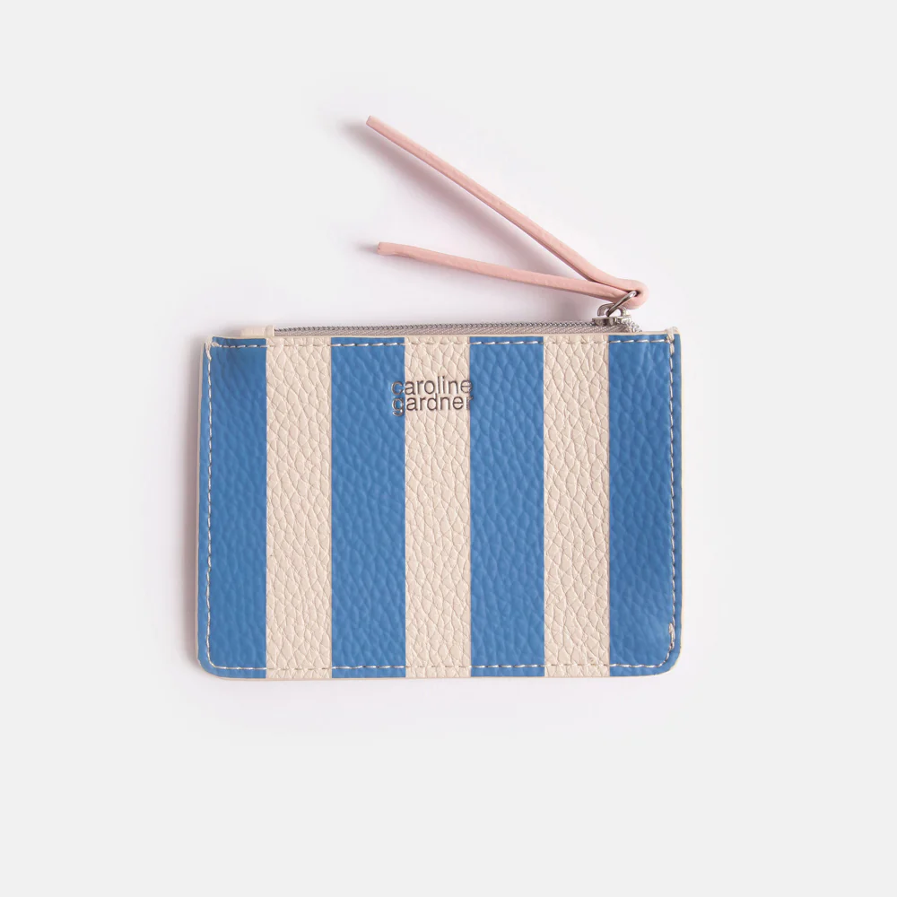 Caroline Gardner Blue Stripe Short Patch Purse