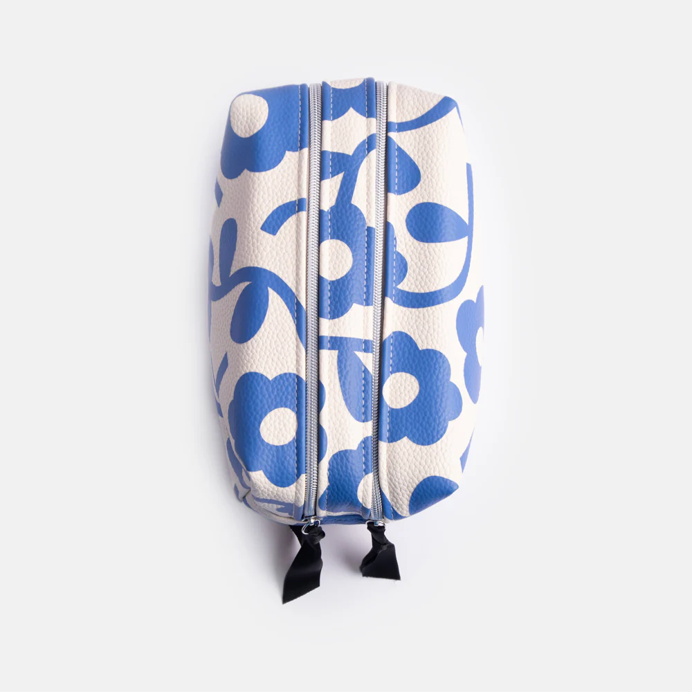 Caroline Gardner Blue Floral Large Travel Wash Bag