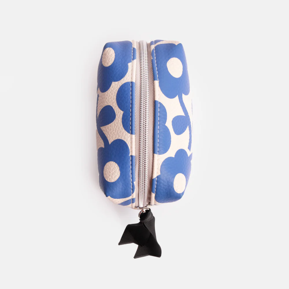 Caroline Gardner Blue Floral Mini Cube Cosmetic Bag