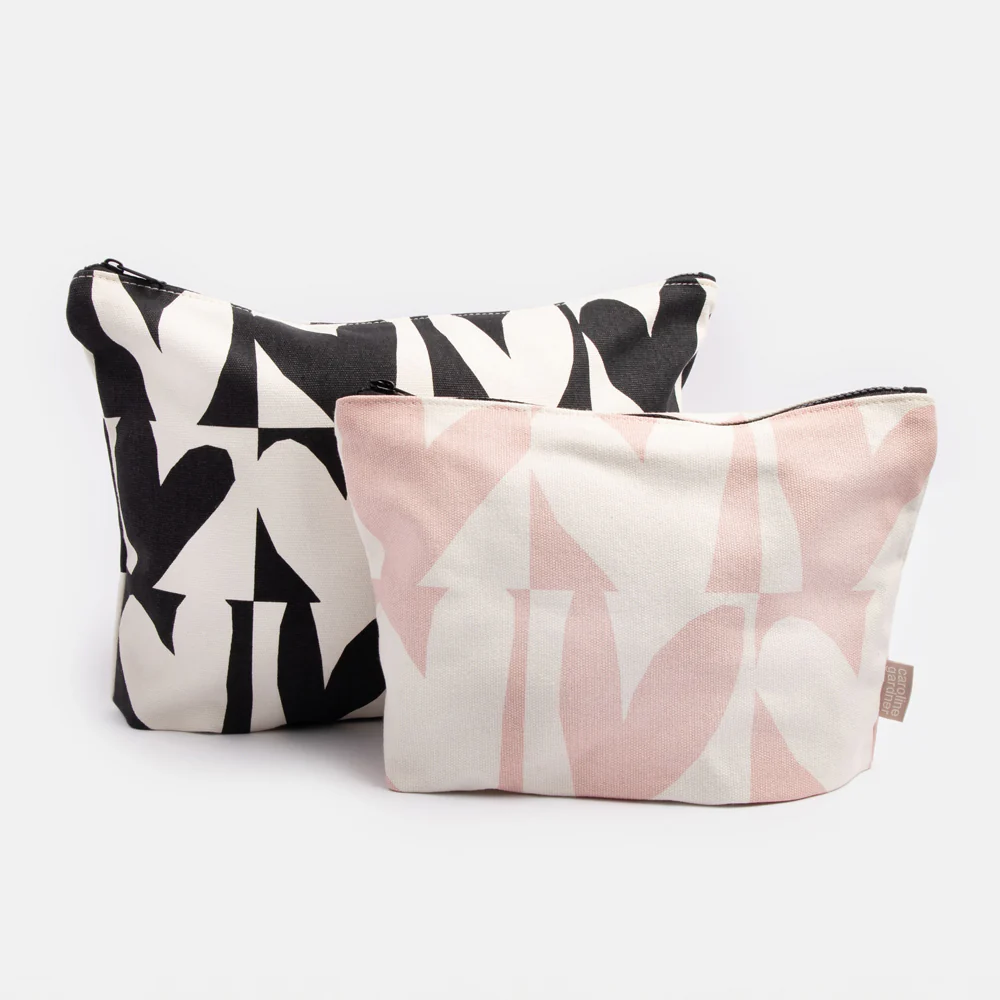 Caroline Gardner Checkmate Hearts Set of 2 Travel Pouches