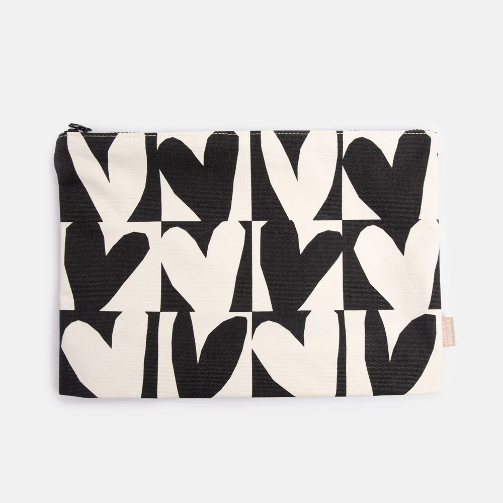 Caroline Gardner Checkmate Hearts Set of 2 Travel Pouches