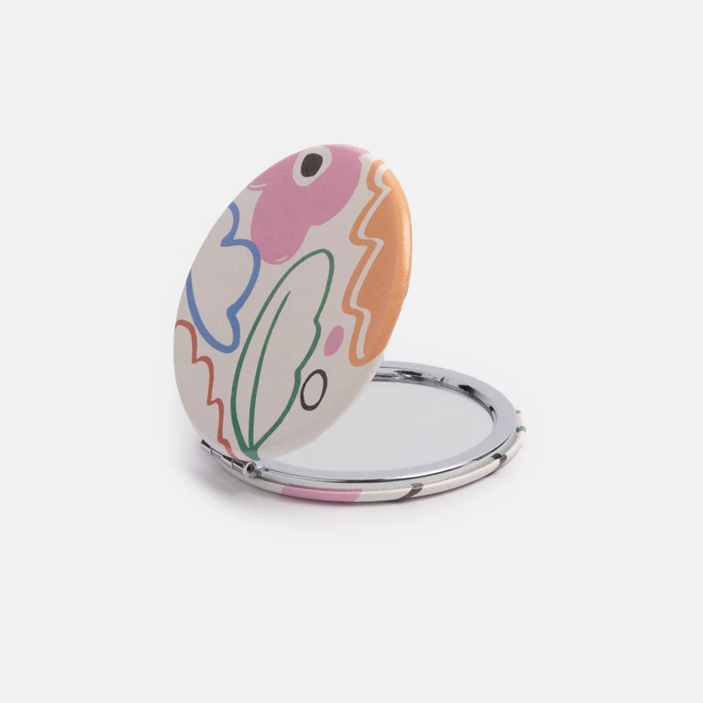 Caroline Gardner Abstract Botanical Round Pocket Mirror
