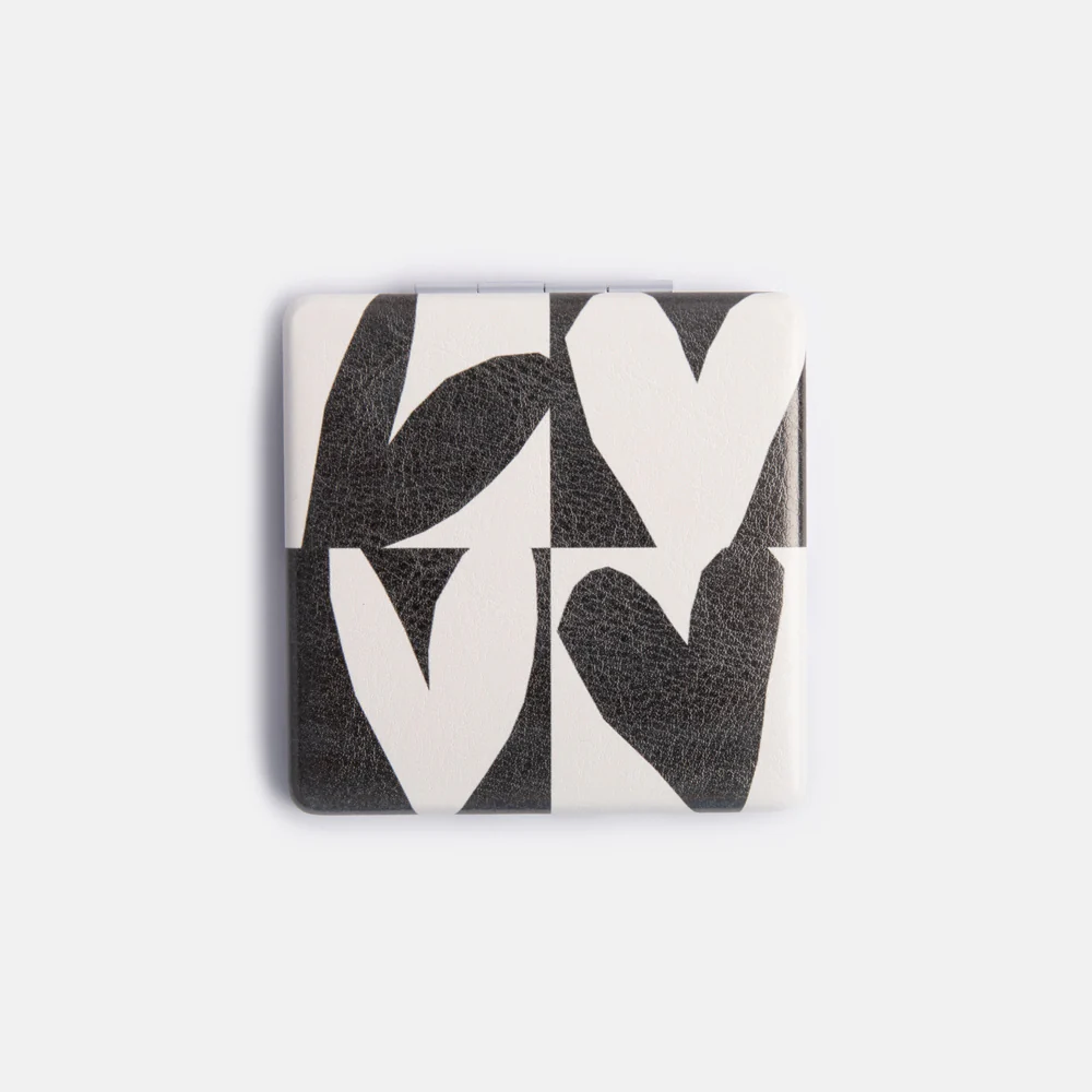 Caroline Gardner Mono Checkmate Square Pocket Mirror