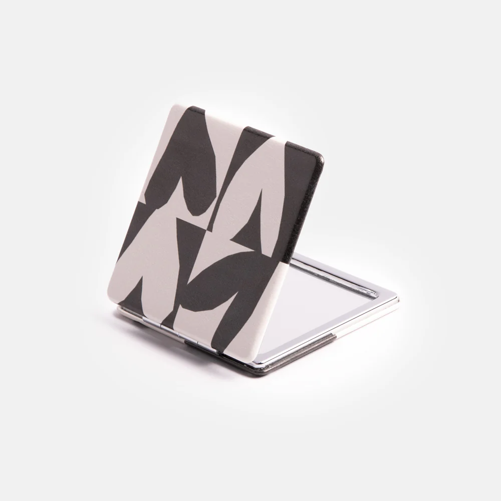 Caroline Gardner Mono Checkmate Square Pocket Mirror