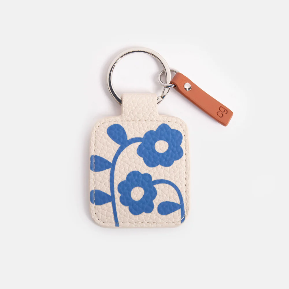 Caroline Gardner Blue Floral Tab Keyring