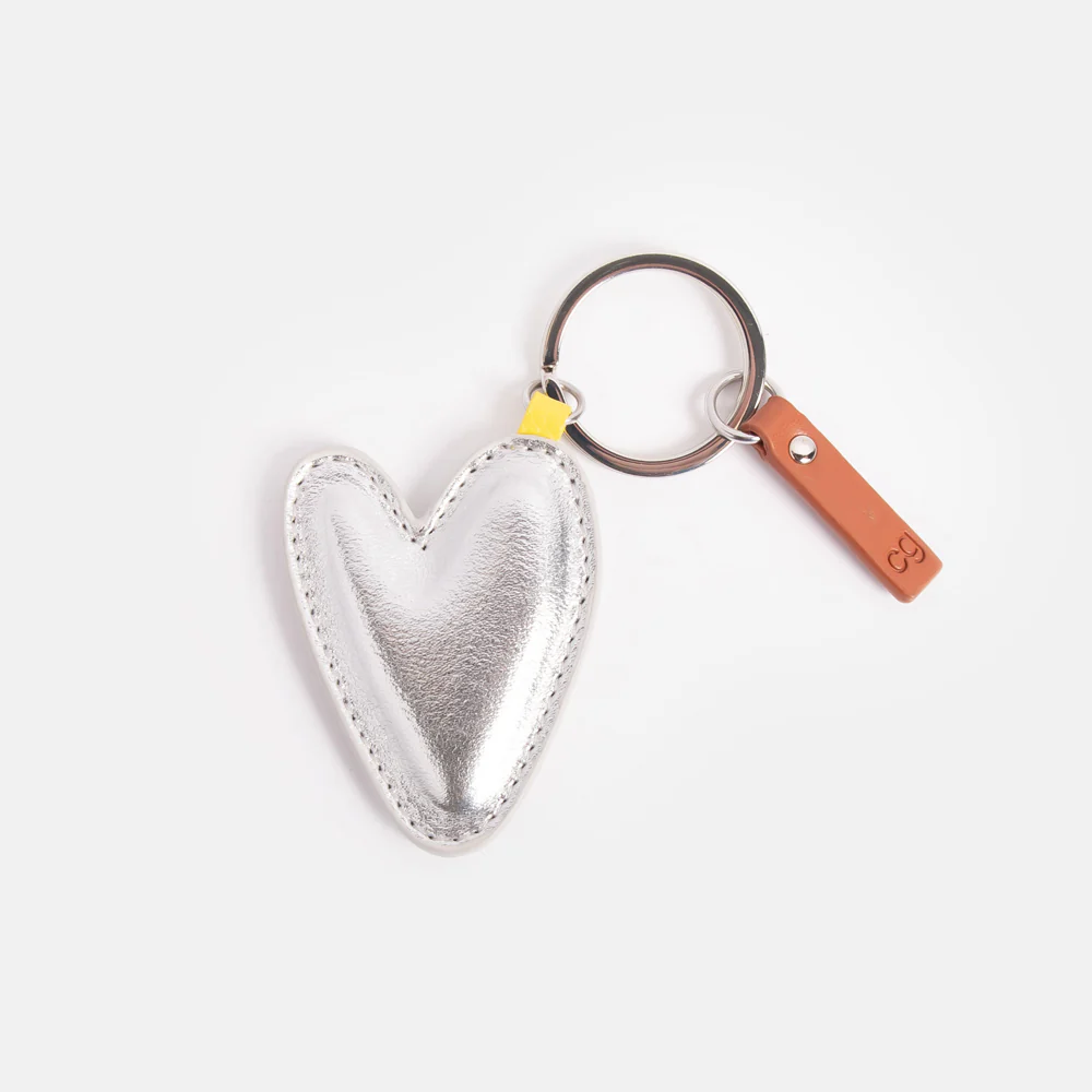 Caroline Gardner Silver Metallic Heart Keyring