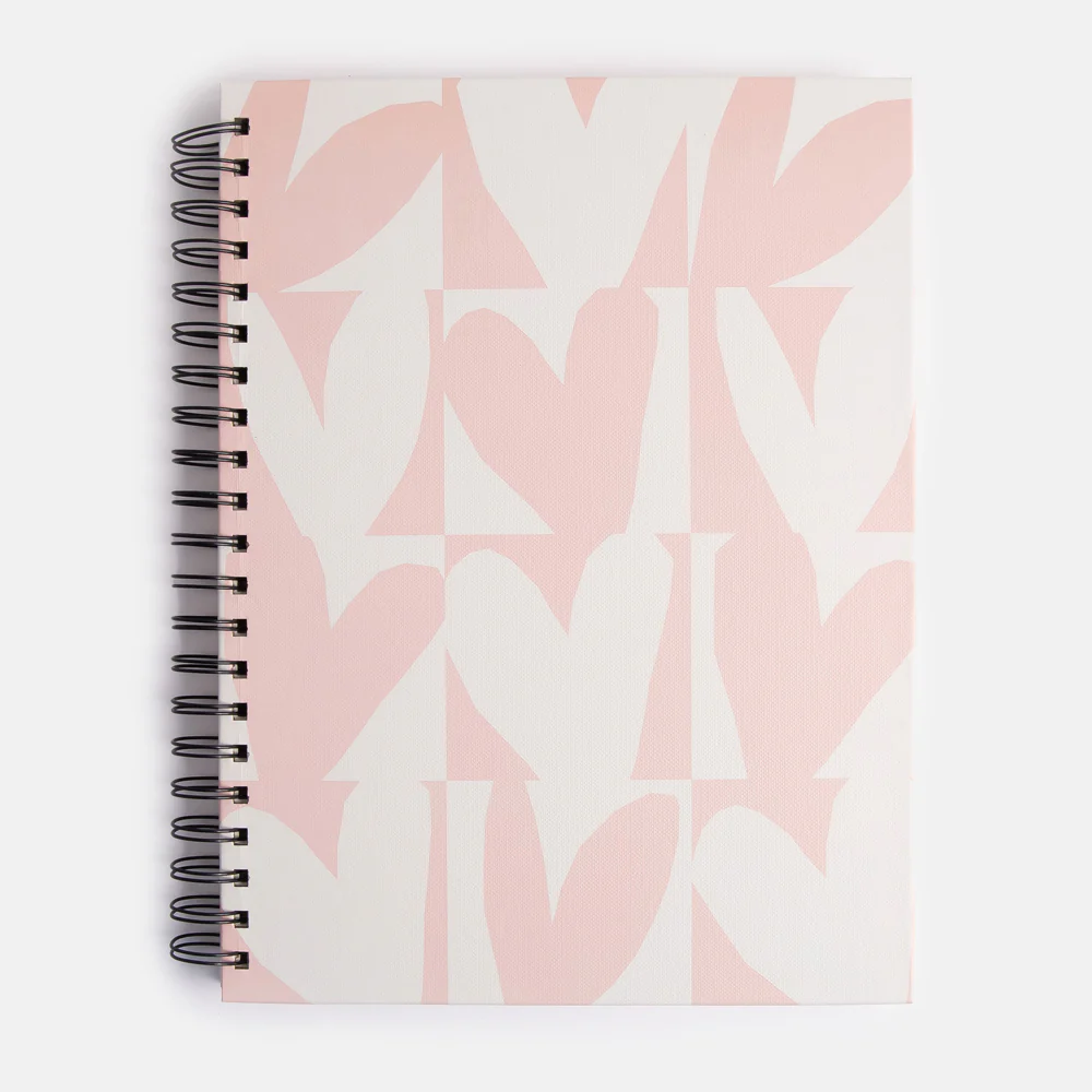 Caroline Gardner Pink Checkmate Hearts A4 Spiral Bound Notebook